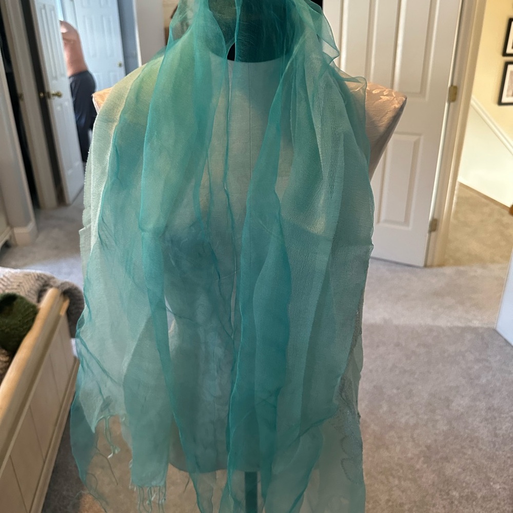 Elegant Sheer Teal Blue  Scarf